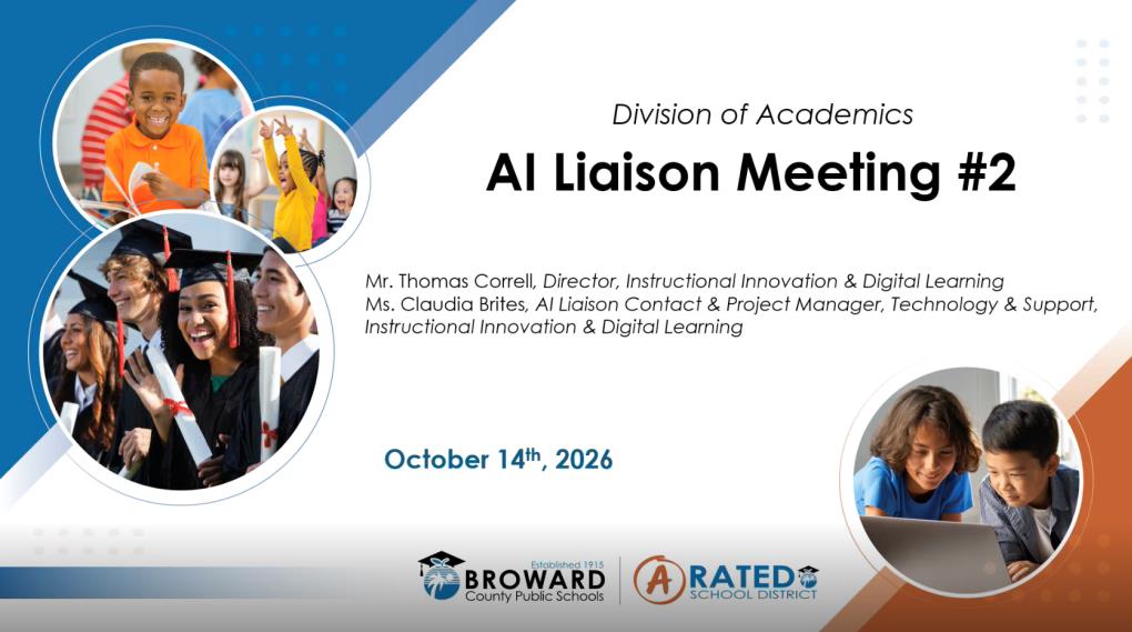 Title slide: Division of Academics, AI Liaison Meeting #2, October 14, 2026